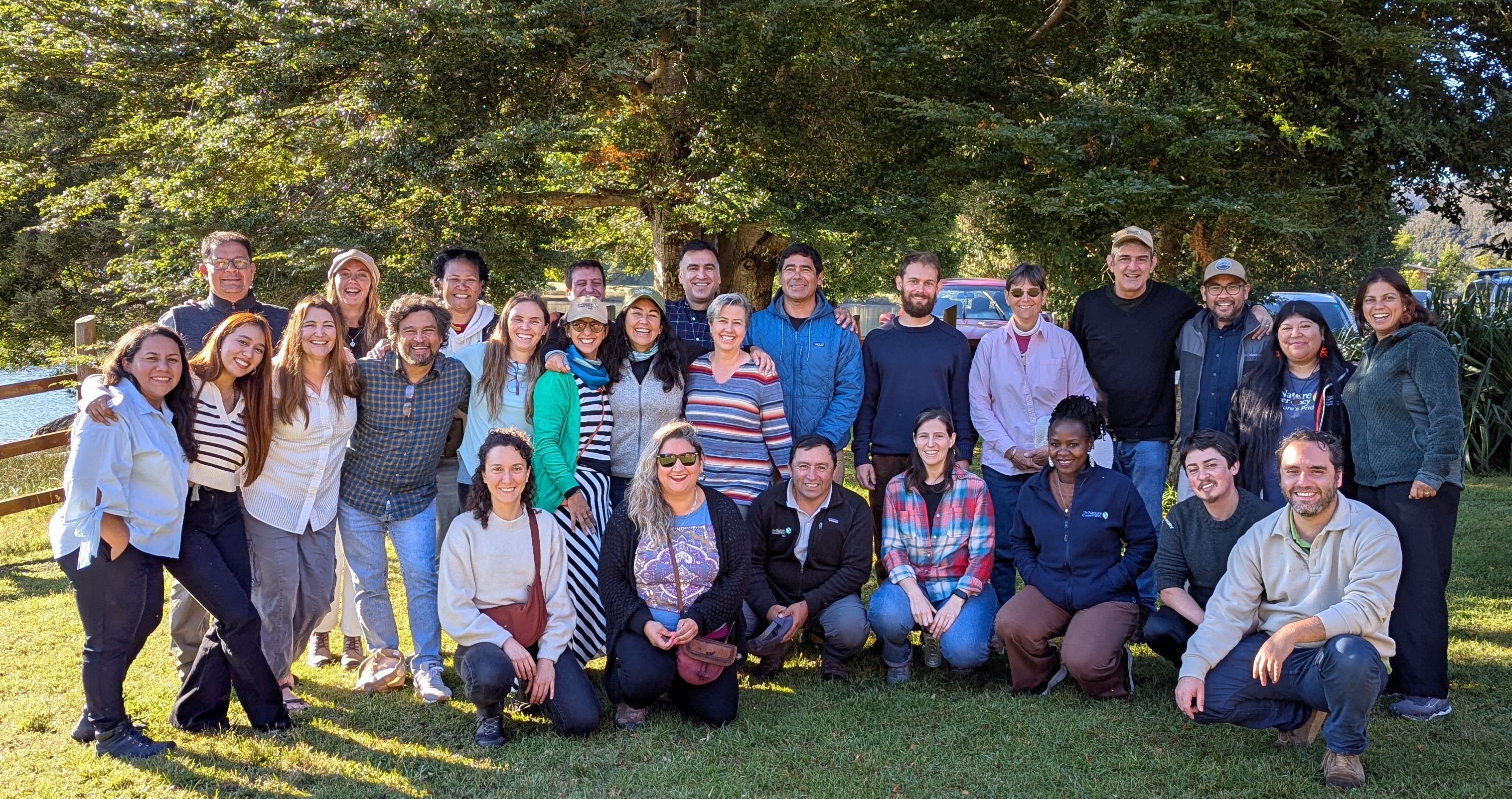 Healthy Country Planning training participants at the Valdivian Coastal Reserve in March 2025. Photo by TNC Chile.