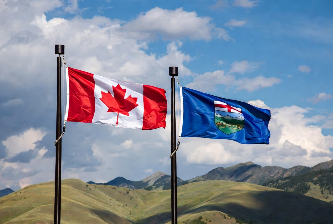 canada and alberta flag