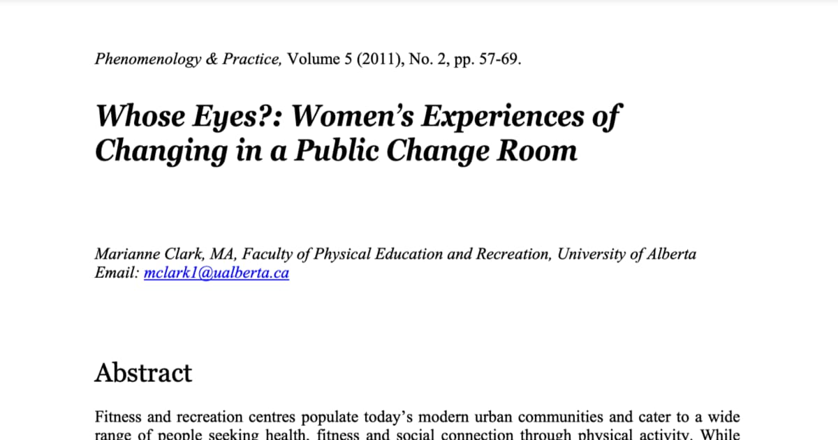 Whose Eyes?: Women’s Experiences of Changing in a Public Change Room