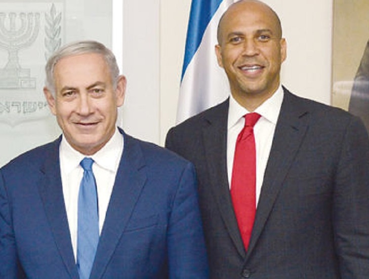 Israeli Prime Minister Benjamin Netanyahu and Senator Cory Booker.