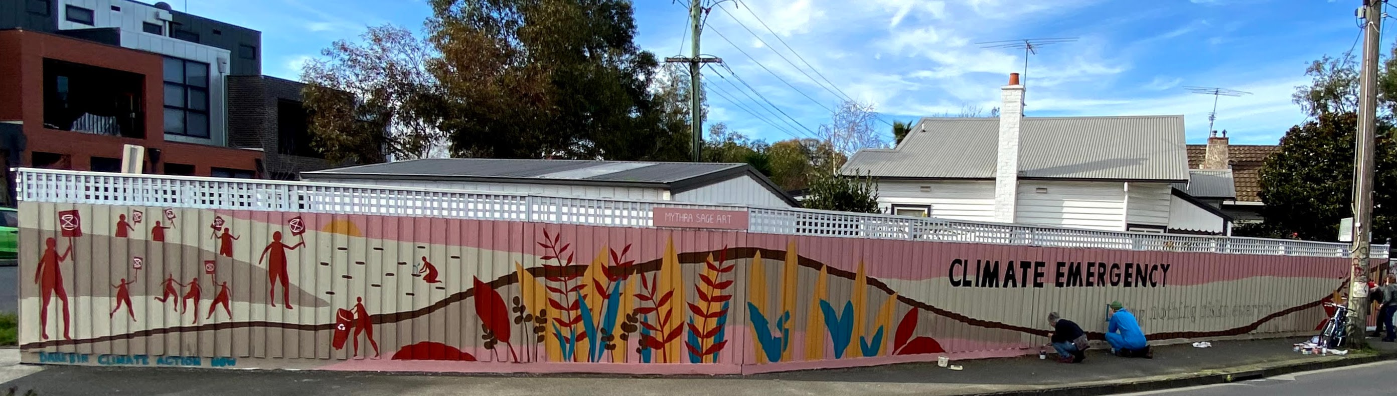 Climate Emergency Mural on fence