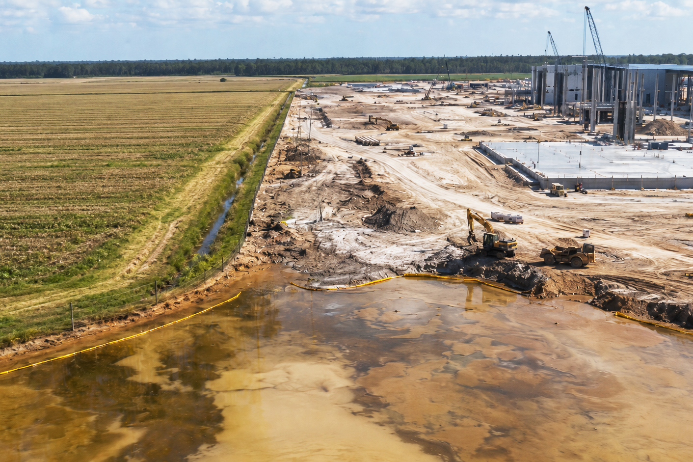 A data center built next to Florida farmland