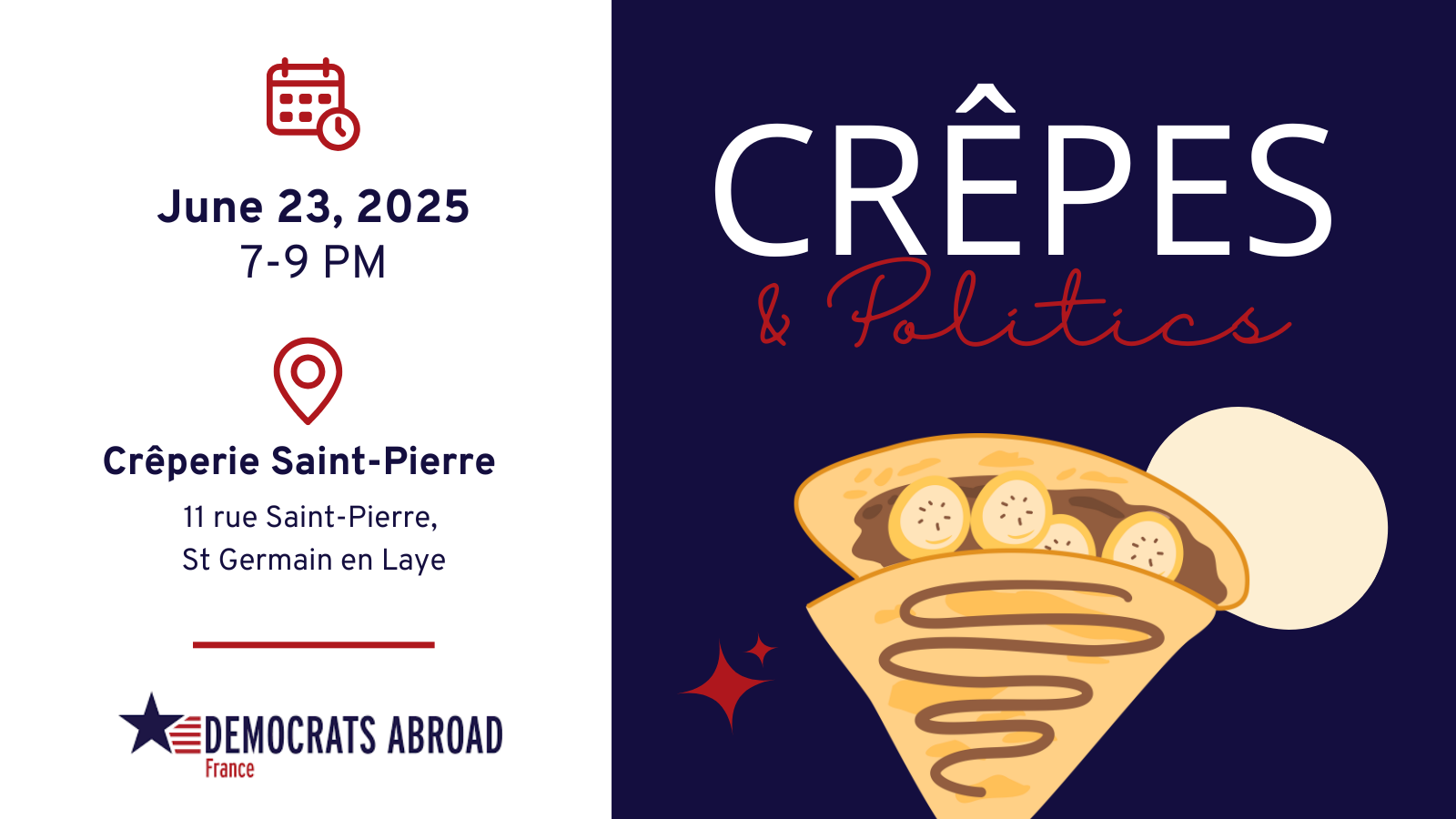 picture of a crêpe with event info