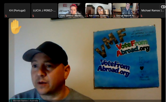 Michael Ramos on the screen of the VMF Virtual No Tyrants