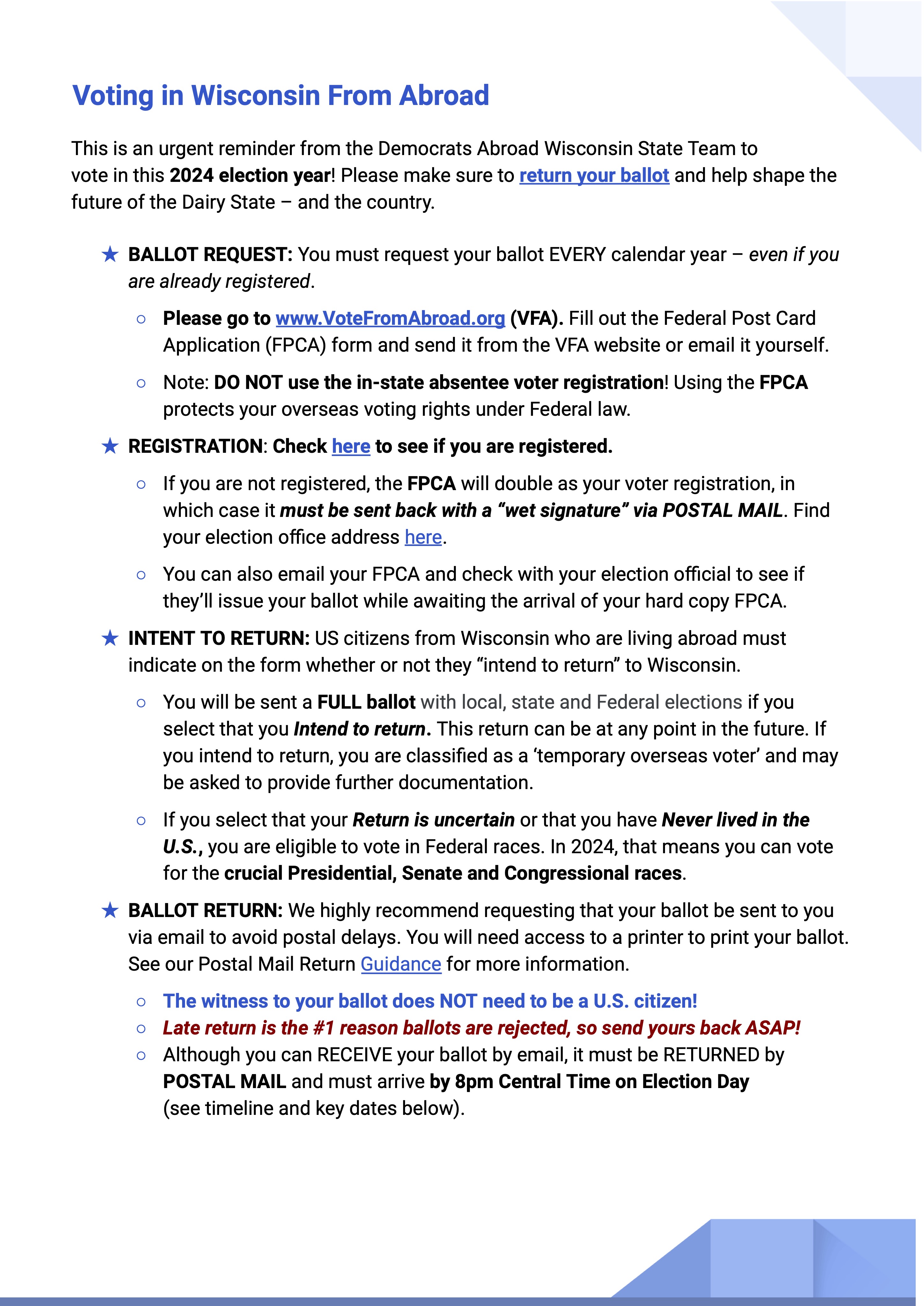 WI Voting Guide Democrats Abroad