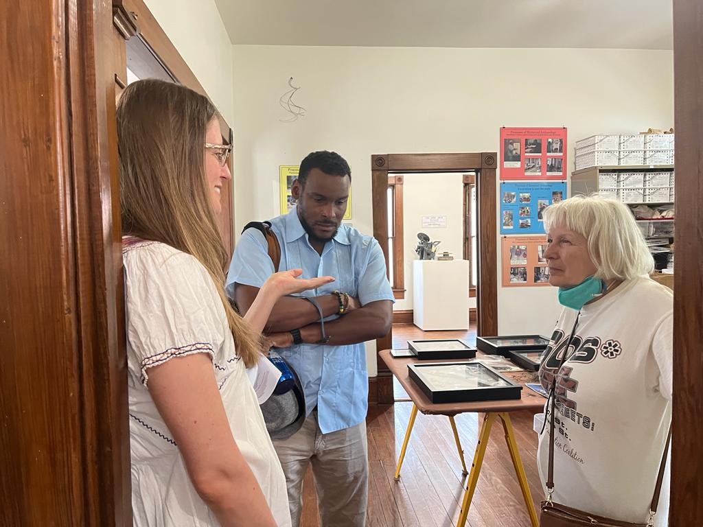 Kaitlyn_and_Antar_learning_about_Houston__TX's_Freedmen's_Town_from_activist_Catherine_Roberts.jpeg