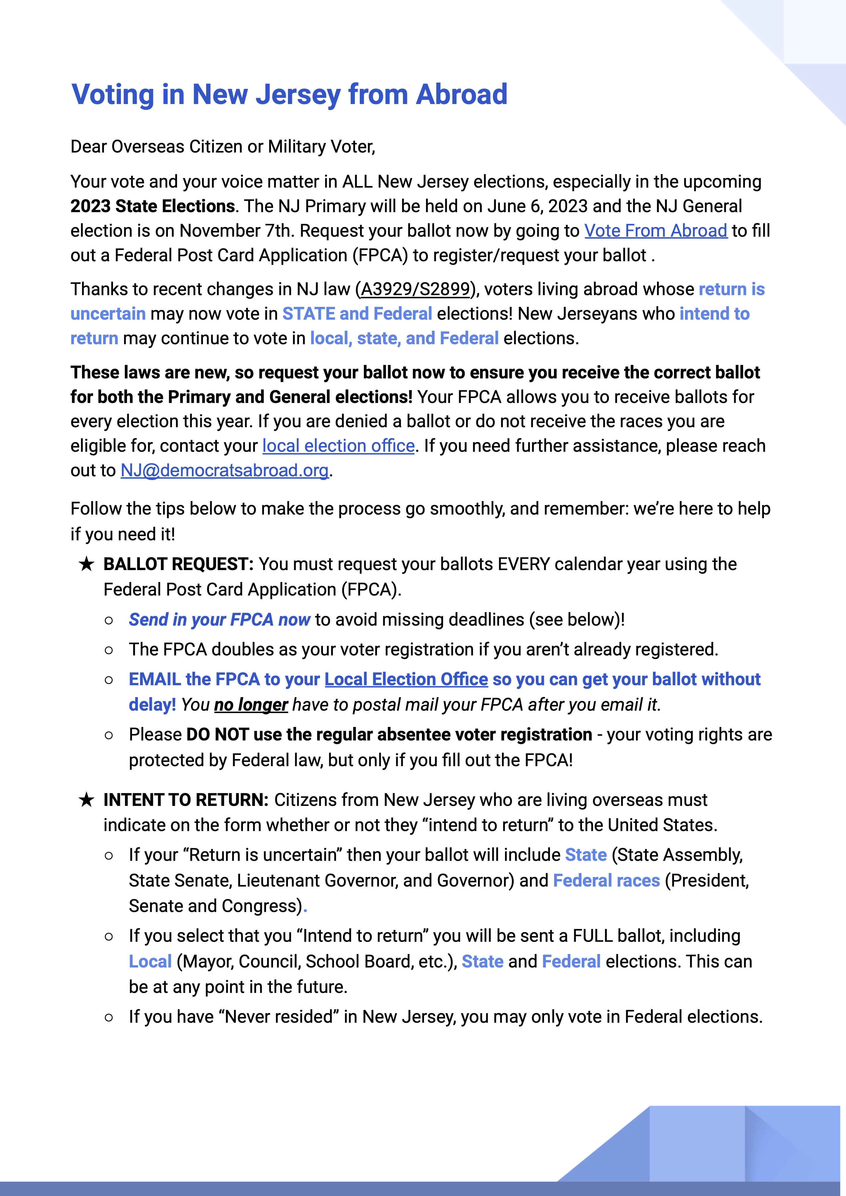 NJ Voting Guide Democrats Abroad