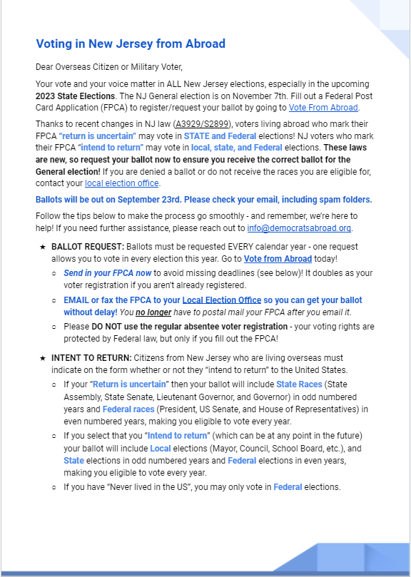 NJ Voting Guide Democrats Abroad