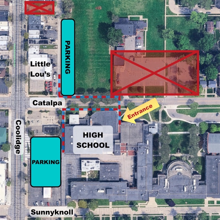 Berkley High School voting parking map