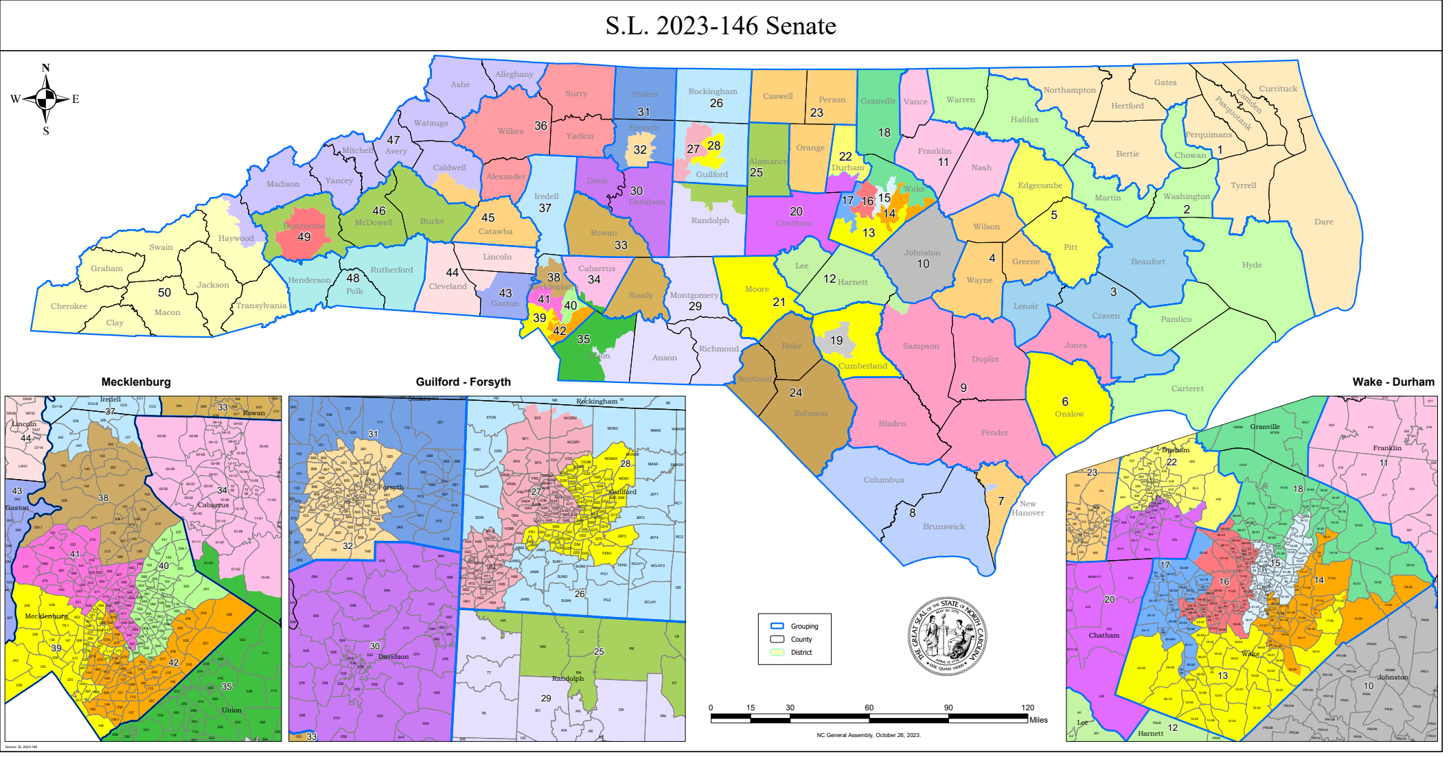 North Carolina, State Senate districts