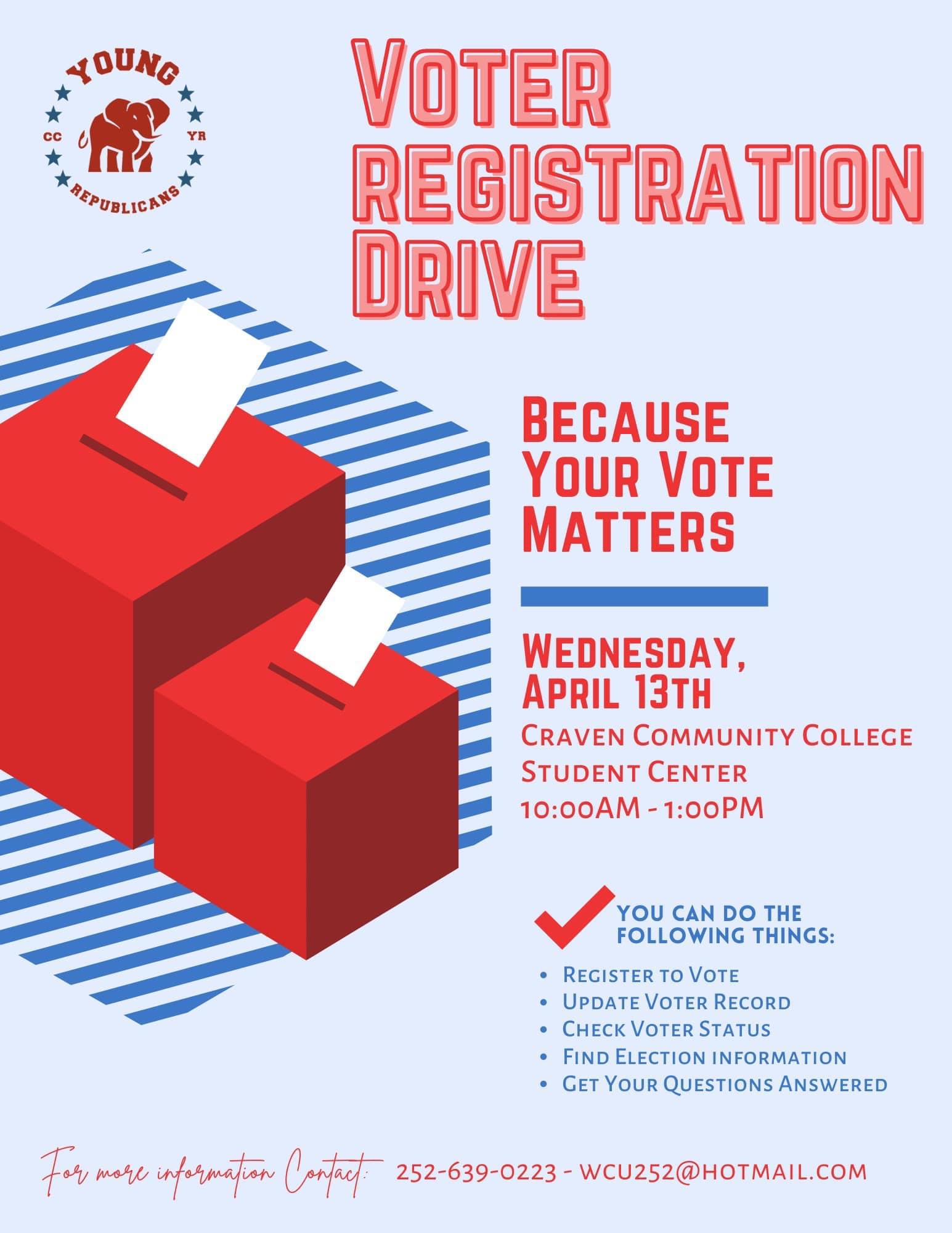 VOTER REGISTRATION DRIVE - Craven County Republican Party