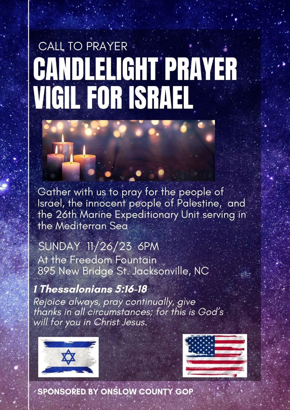 Nov 26th Candlelight Prayer Vigil for Israel Onslow County