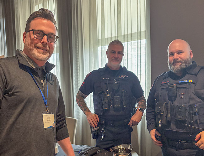 Img Alt: Cllr. Kelly meets with Calgary Police Service Districts 3 and 4 officers on March 4, 2026. (Rukhsaar Daya/Ward4)