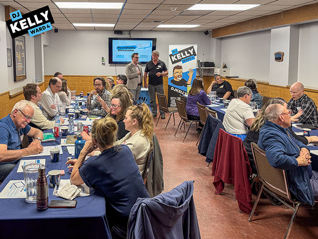 Img Alt: Cllr. Kelly hosts community associations, Storybook Theatre, the Greenview BIA, and the Calgary Police Service during the inaugural Ward 4 Leadership Forum on April 29, 2026. (Aryn Toombs / Ward 4)
