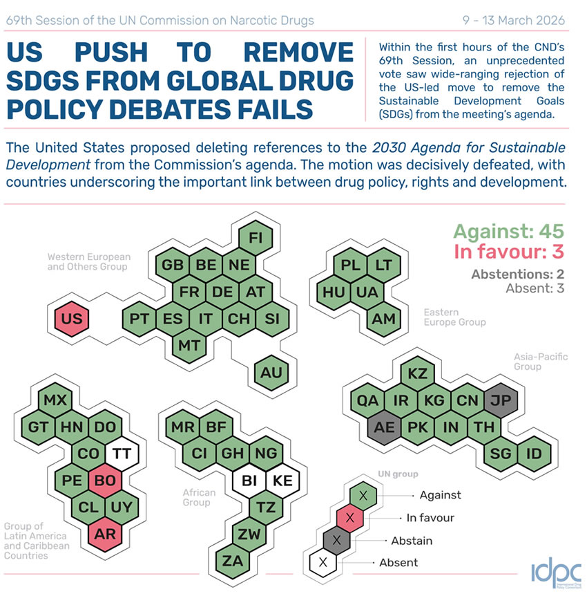 International Drug Policy Consortium graphic showing the vote in the plenary session