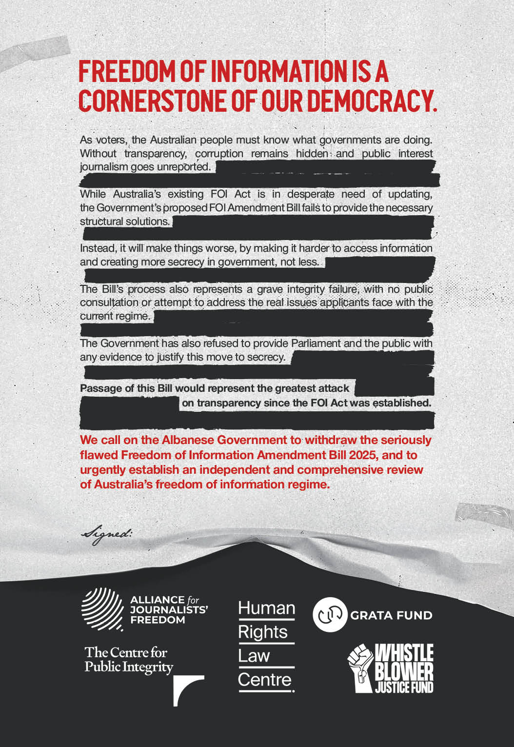 Proposed ad in The Australian