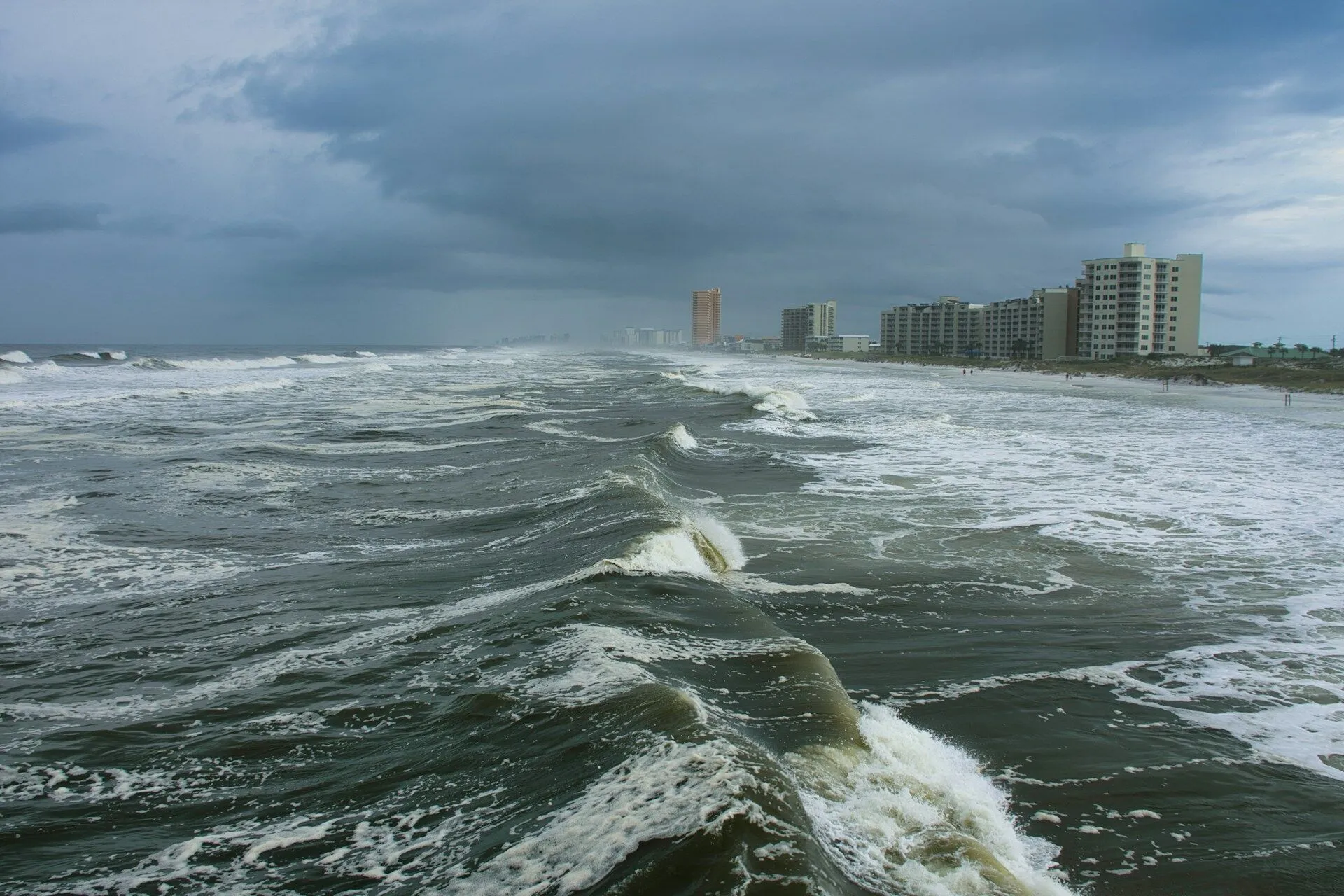 Rough water on an urban coastline