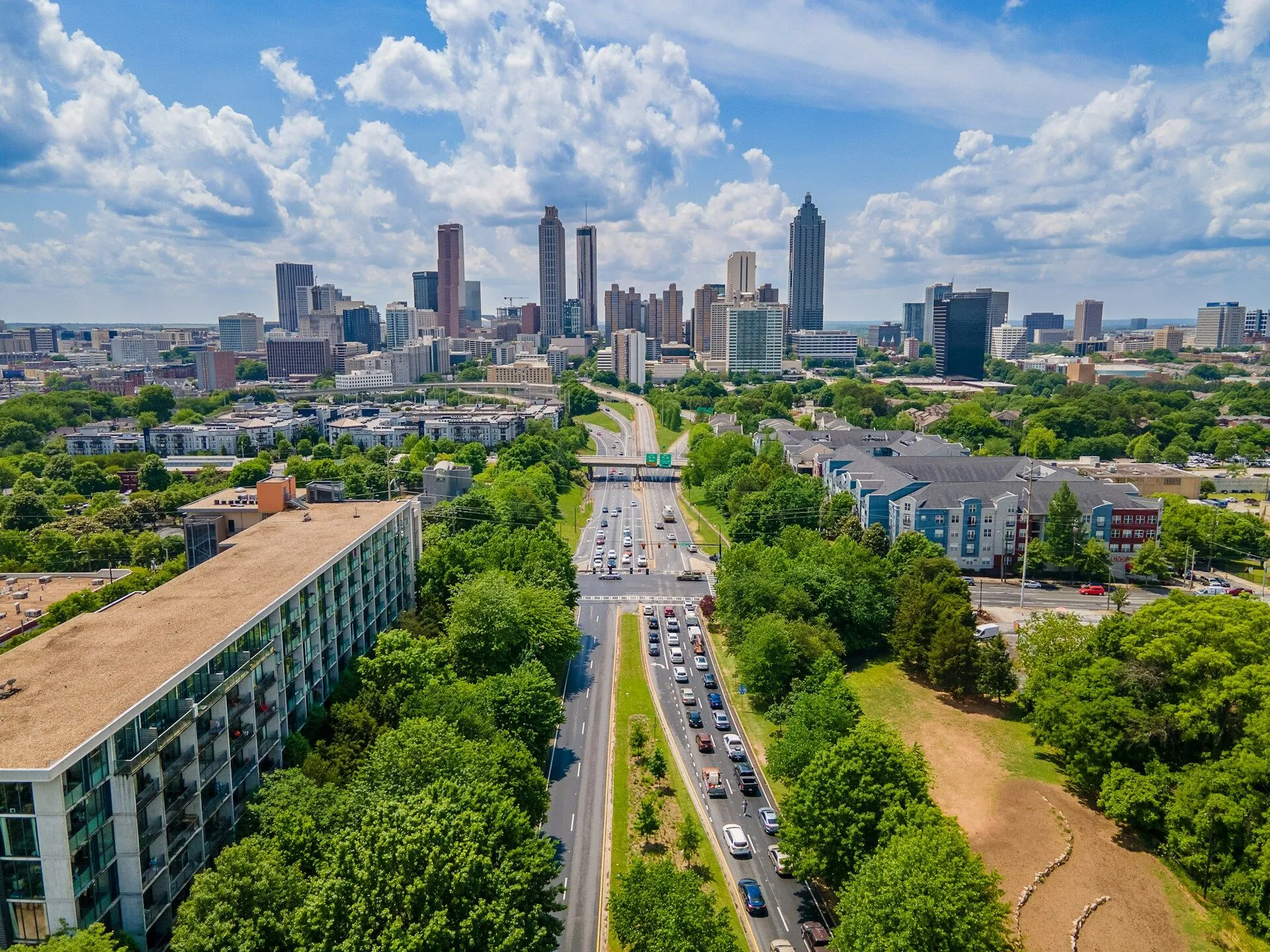 Green city aerial view