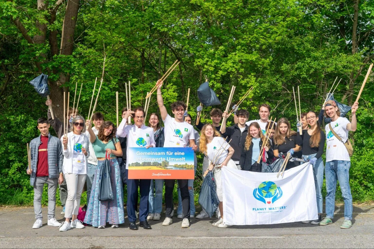 Group of young activist holding up banners