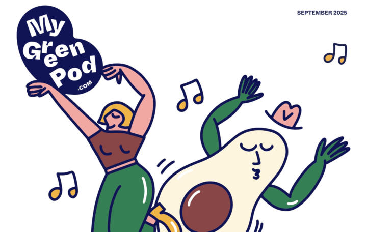 Greenpod Organic September graphic with
dancing Advocado