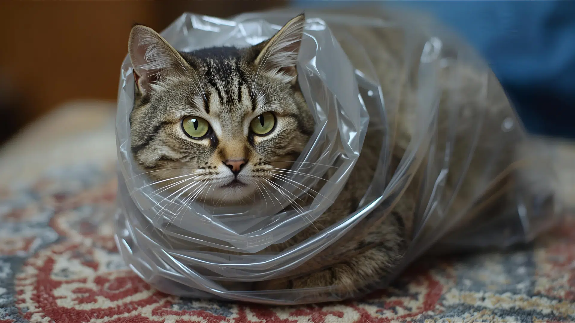 Cat hiding inside a bag
