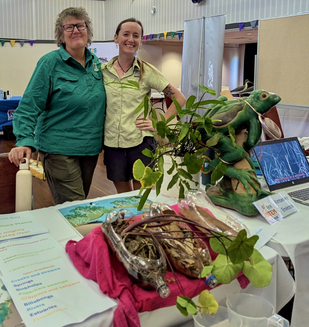 Kylie and Alex engaging the students in our wetland water filtration experiment