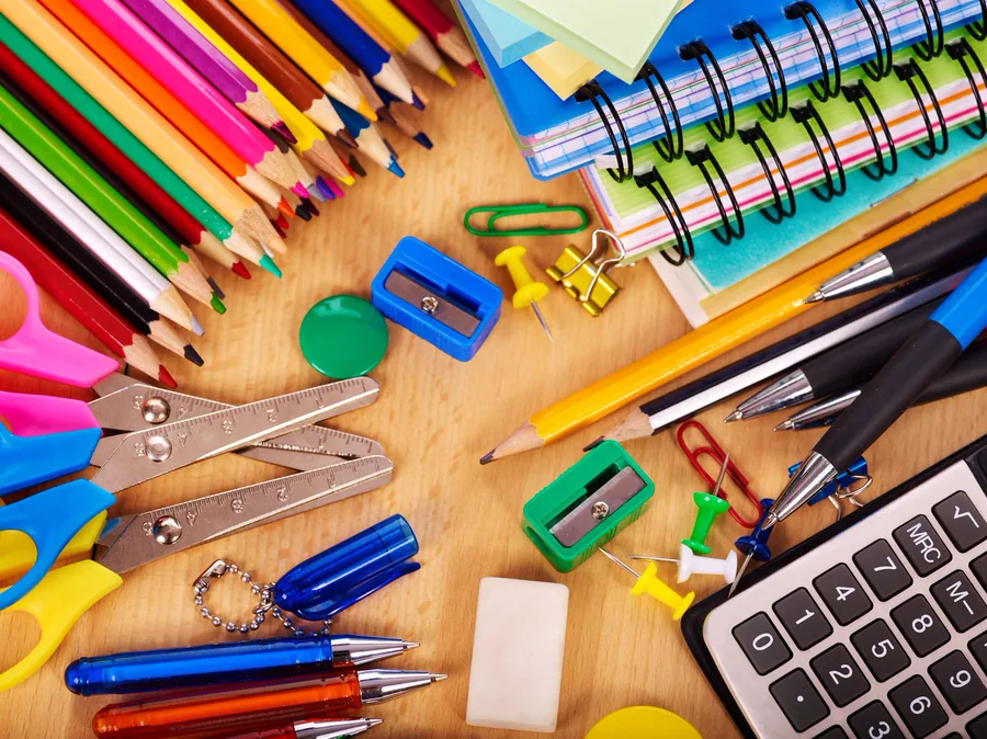 School supplies on a desk