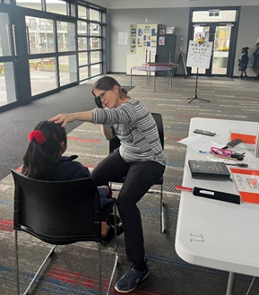 Child having eye examination