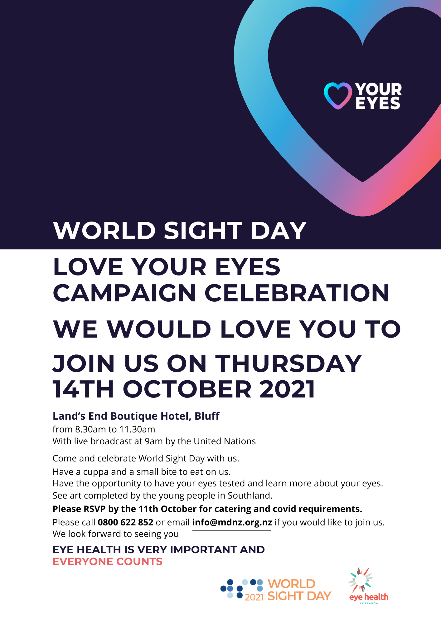 Love Your Eyes - Lands End Event 14 Oct information