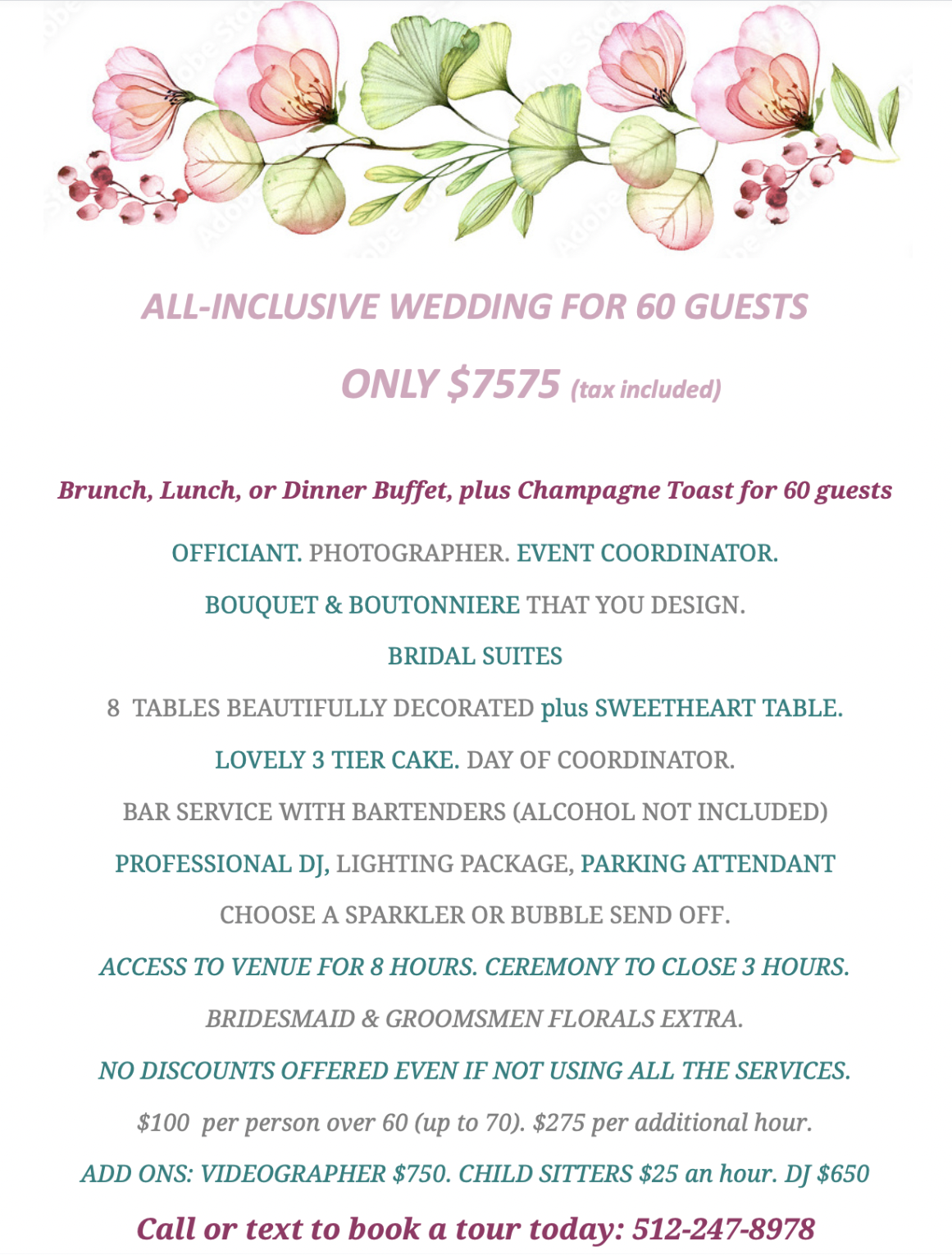 2022 Wedding Special Anderson Terrace Wedding & Event Venue, LLC