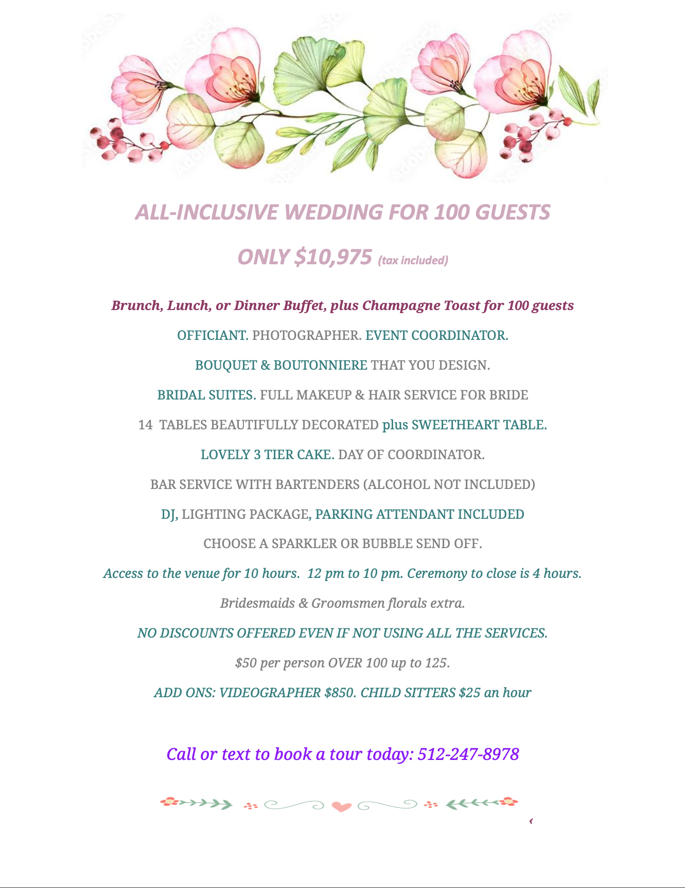 2022 ALLINCLUSIVE MICRO WEDDING 100 GUESTS Anderson Terrace Wedding