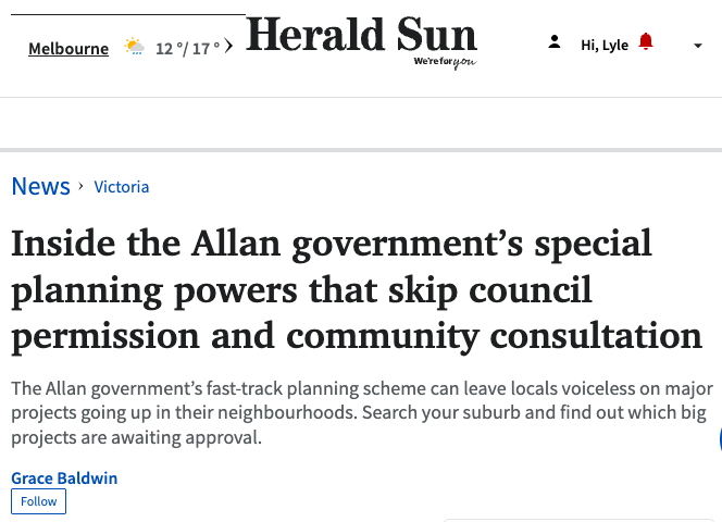 Allan Government crushing local communities with planning power grab: Foreman