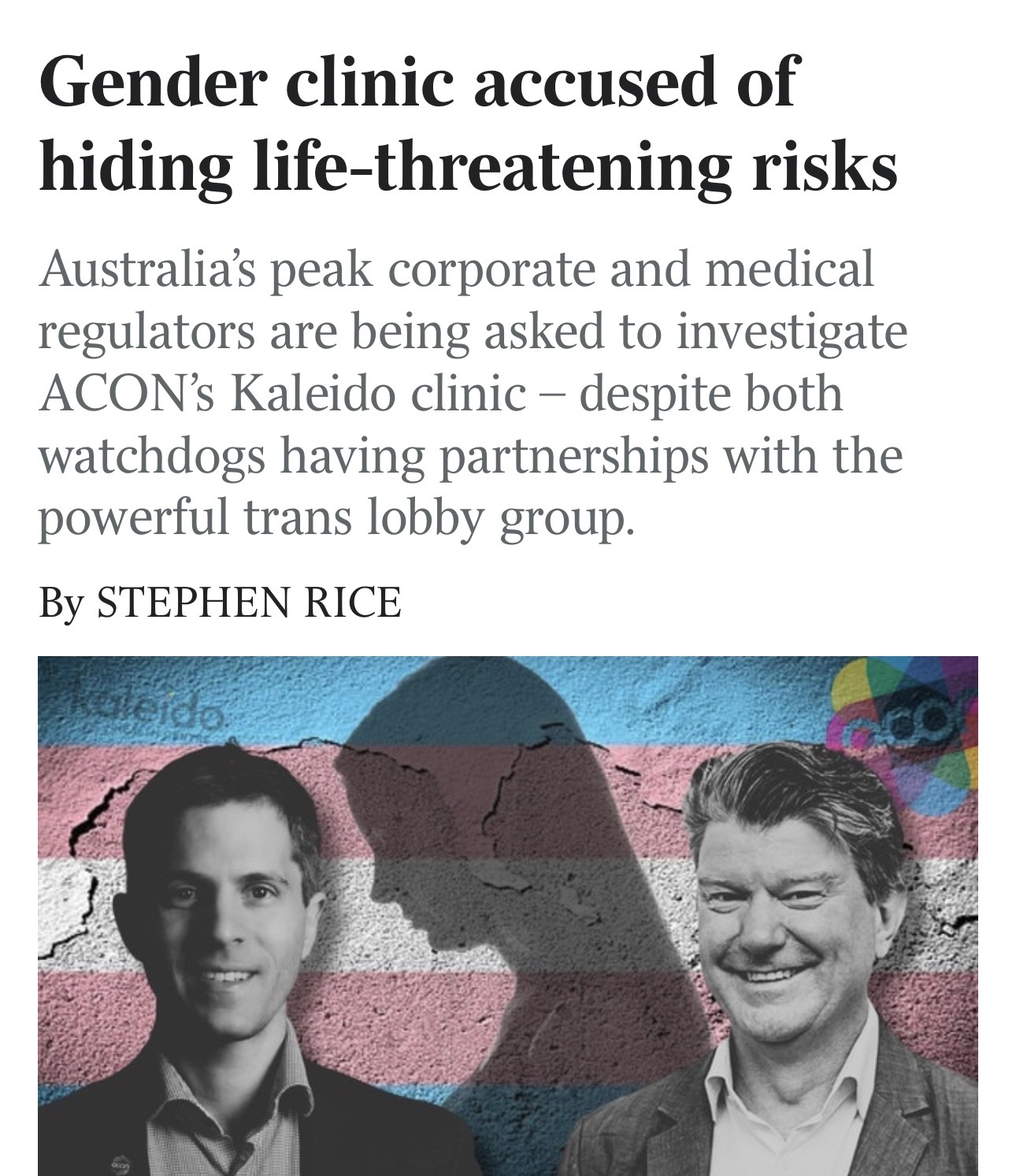 Family First renews commitment to fight to close child gender clinics after fresh scandal involving ACON-backed facility