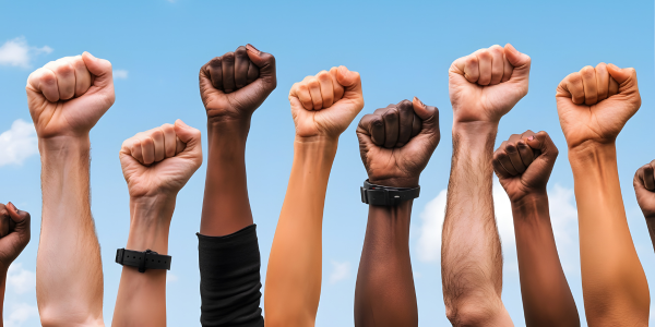 protest fists in the air
