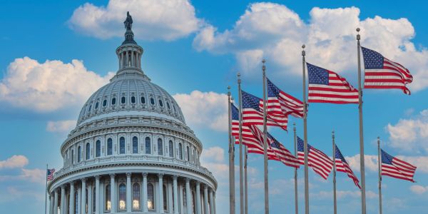 capitol building with flags