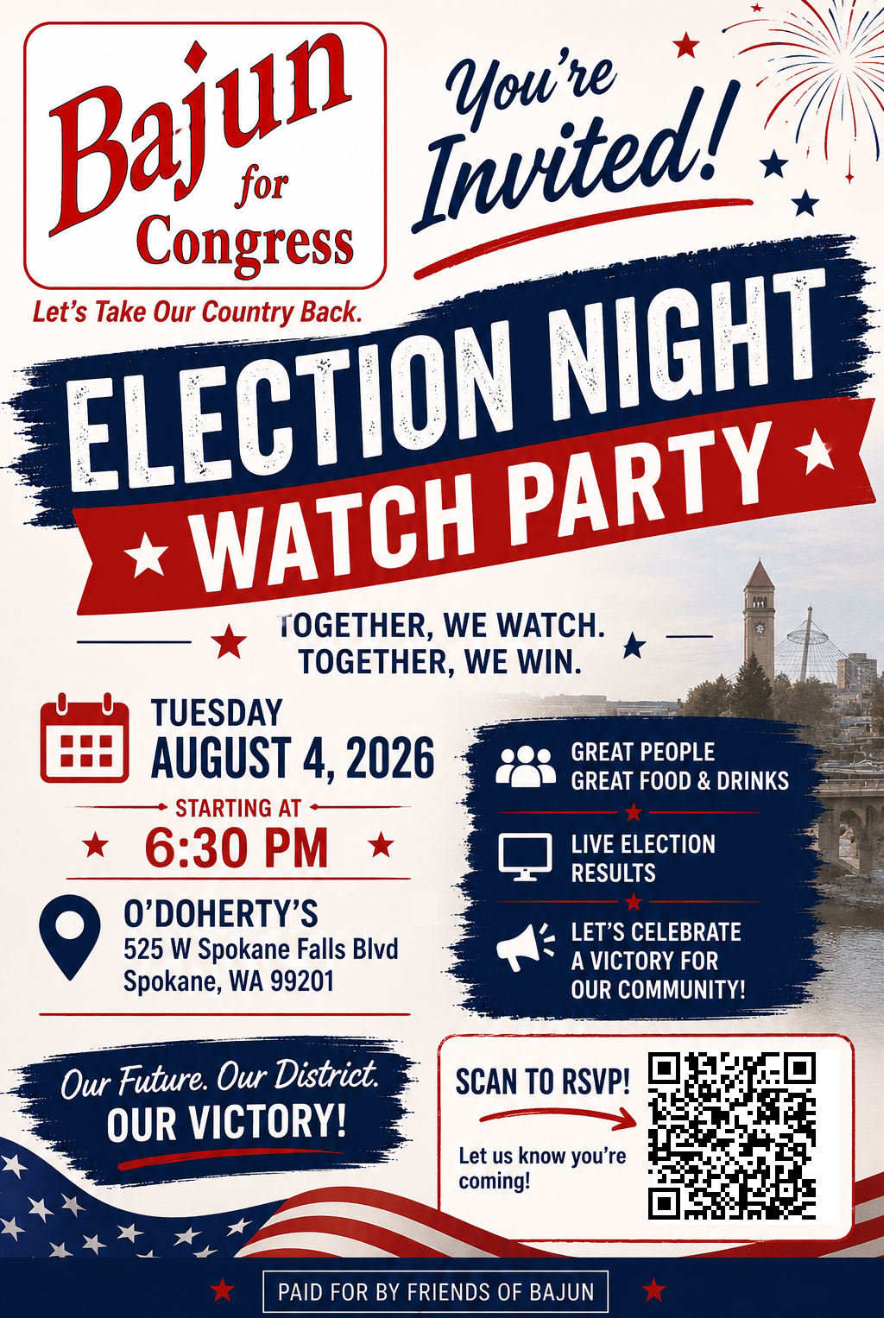 Election night Watch Party for eastern Washington Congressional Candidate Bajun Mavalwalla