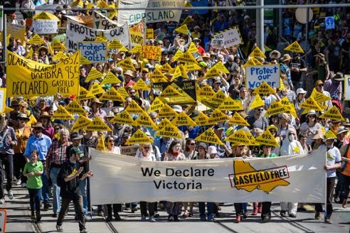 Vic gas field free protest march