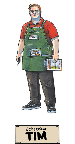 Jobseeker Tim — illustrated