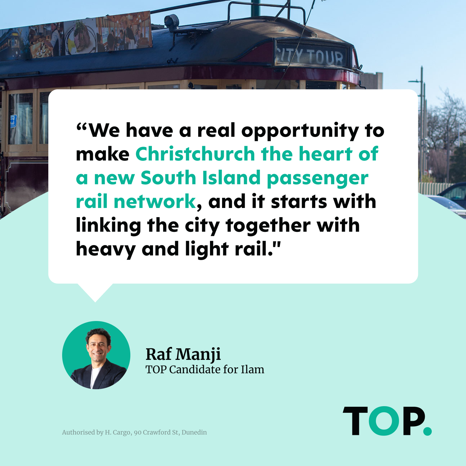 Rail revival Raf Manji backs Environment Canterbury’s Christchurch