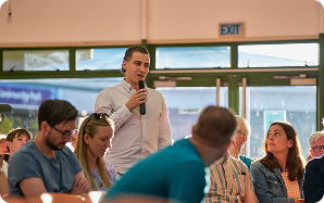 Speaker at community event