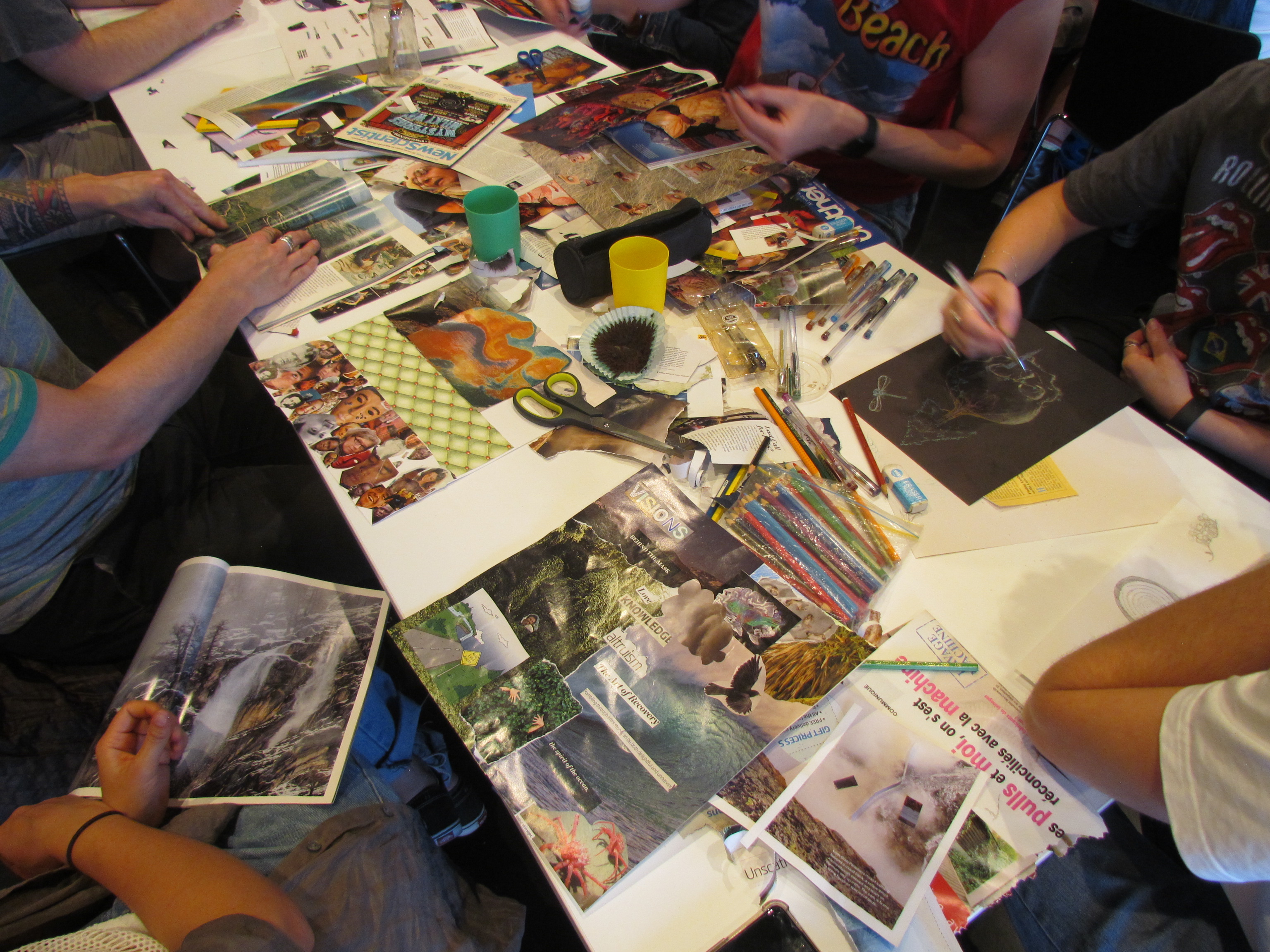 table with art supplies