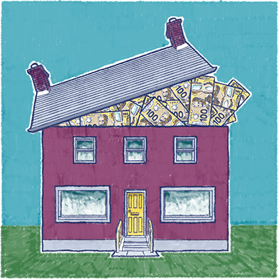 Cartoon of house full of money