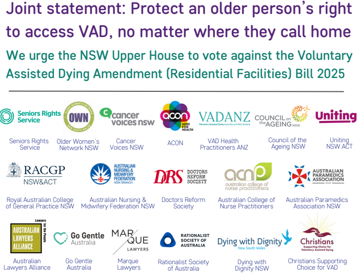 Joint statement: Protect an older person’s right to access VAD, no matter where they call home