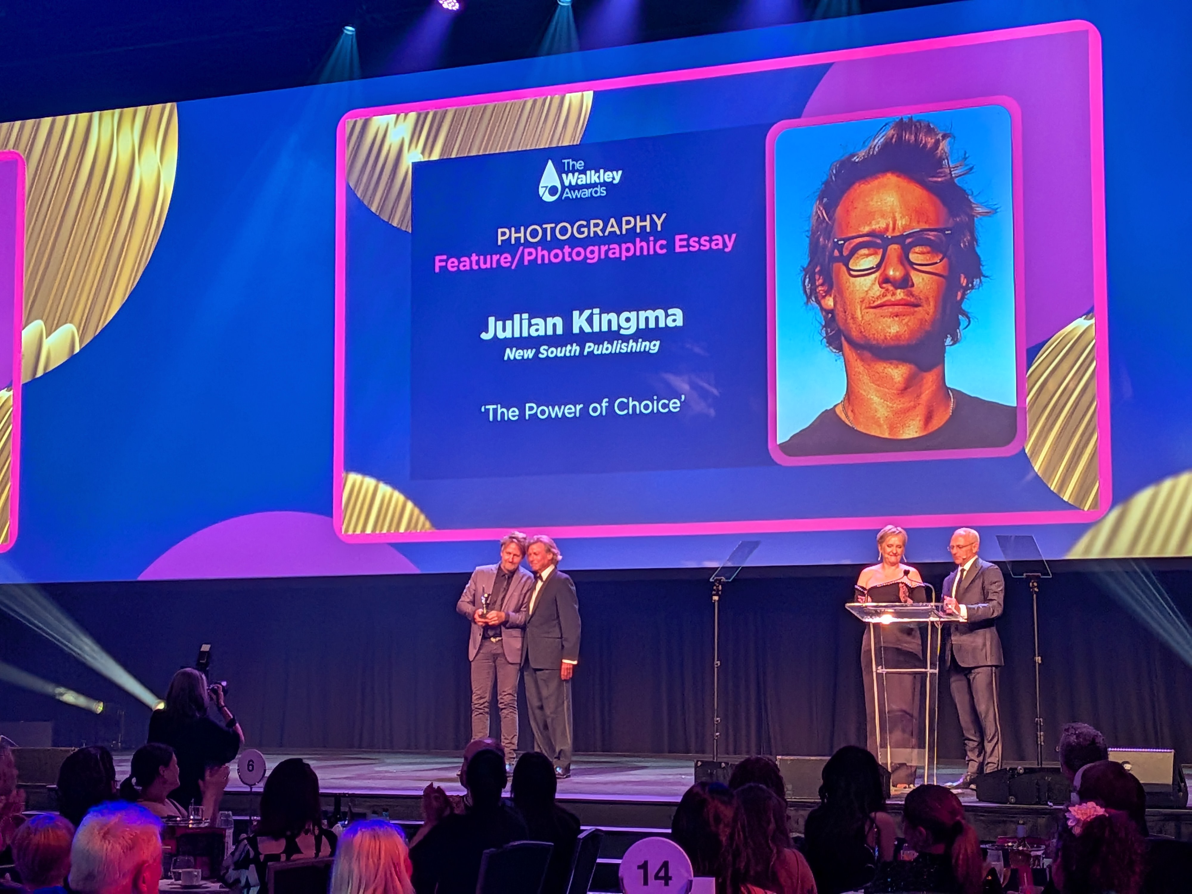 Julian Kingma accepts his Walkley Award for The Power of Choice Julian Kingma accepts his Walkley Award