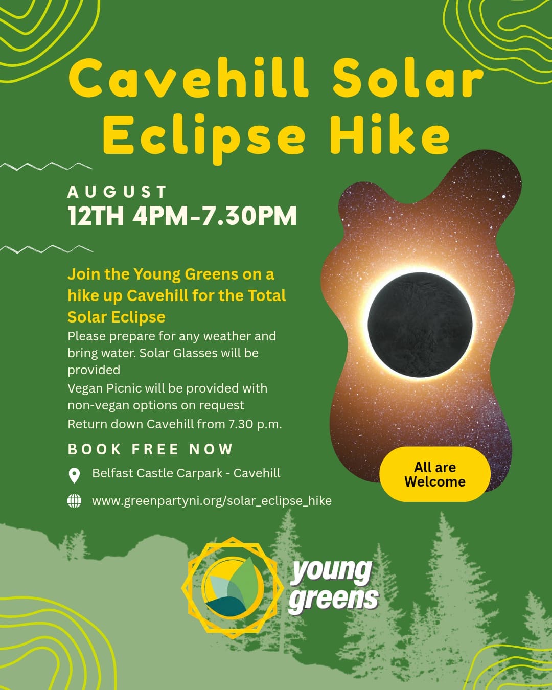 Cave hill Solar eclipse hike flyer