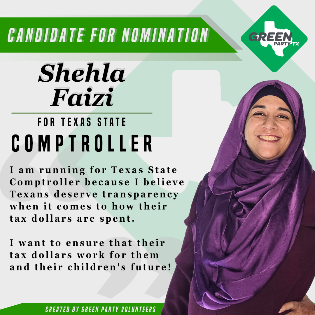 Shehla Faizi for Comptroller