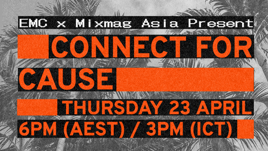Promotional banner for EMC and Mixmag event.