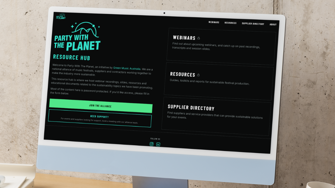 A computer screen showing the new Party With The Planet website.