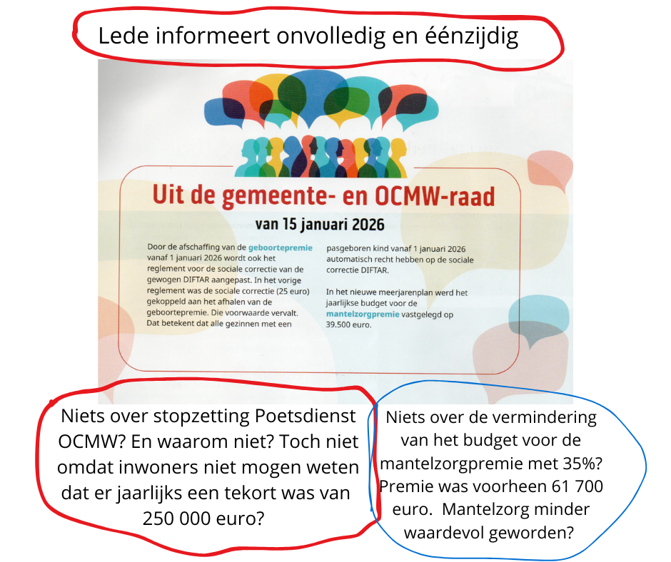 Lede informeert verfrosselt verslag over OCMW- en gemeenteraad 