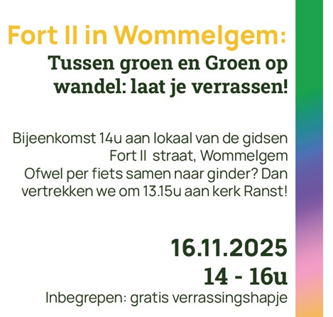 16 november Groen en groen: wandelen op Fort II in Wommelgem